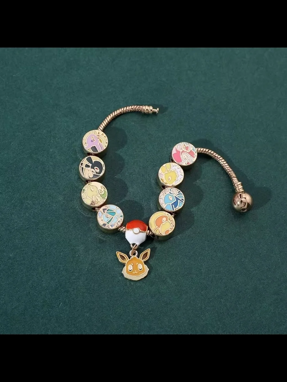 Pokemon Eeveelution Charm Gold Tone Bracelet - Picture 4 of 6